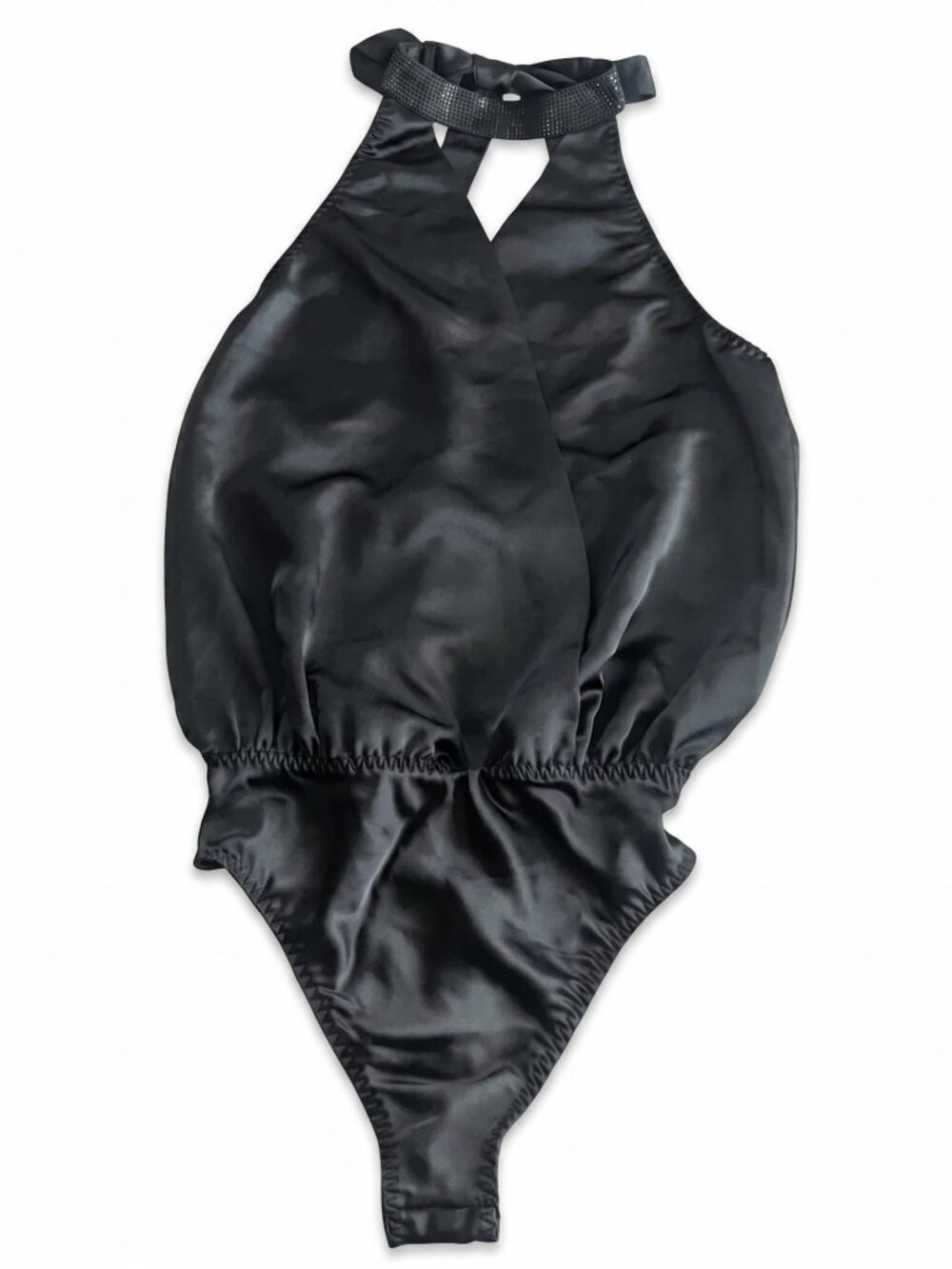Victoria Secret black satin bodysuit NWOT